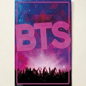 BTS-Themed Neon Wall Poster